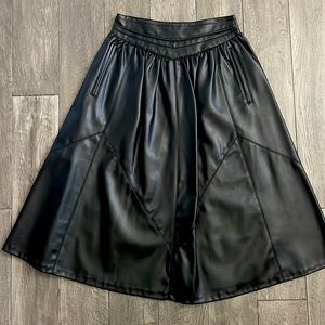 Zara Faux Leather Midi Skirt